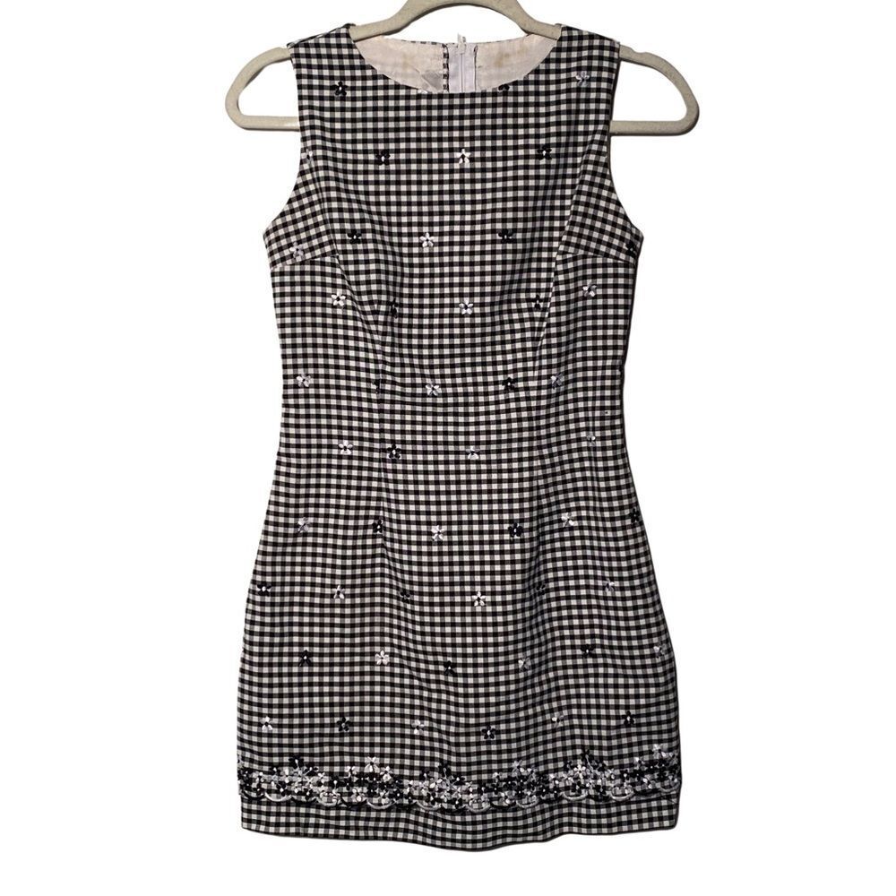 Vintage My MM Michelle Sleeveless Gingham and Floral Dress, Juniors 0/2